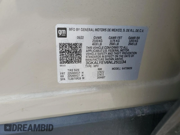 2022 GMC Terrain AT4 z VIN 3GKALYEV6NL251134, wystawiony jako Copart lot #70628514 z przebiegiem 34 262 mil mil oraz Szkoda całkowita • Salvage title. Historia ofert i sprzedaży dostępna na DreamBid. Obrazek 12.
