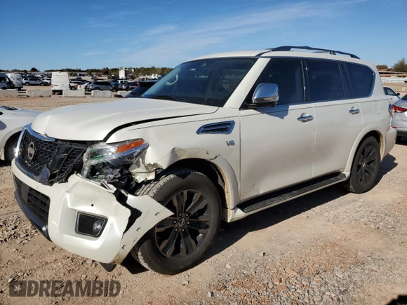 2020 Nissan Armada Platinum with VIN JN8AY2NF0L9360461, listed as a Copart auction lot 81579324 with 129,982 mi miles and Salvage Title. Bid and sale history available at carsss.com. Image 1.