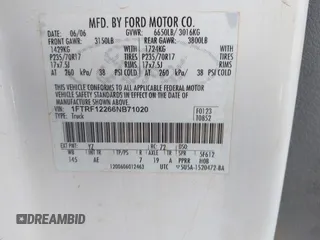 2006 Ford F-150 XL with VIN 1FTRF12266NB71020, listed as a IAAI auction lot 42565854 with 166,667 mi miles and . Bid and sale history available at DreamBid. Image 9.