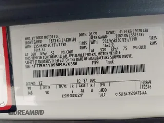 2021 Ford Transit Cargo с VIN 1FTBR1Y89MKA76356, выставлен на аукционе IAAI как лот 42468250 с пробегом 63 179 миль миль и . История ставок и продаж доступна на DreamBid. Изображение 9.