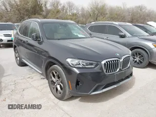 2022 BMW X3 sDrive30i with VIN 5UX43DP03N9M46716, listed as a IAAI auction lot 41809969 with 55,355 mi miles. Bid and sale history available at carsss.com. Image 1.