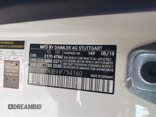 2018 Mercedes-Benz C 300 with VIN WDDWK4JB9JF754160, listed as a IAAI auction lot 41156623 with 71,289 mi miles and . Bid and sale history available at DreamBid. Image 9.