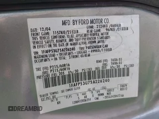 2005 Ford Taurus SE with VIN 1FAFP53U75A226240, listed as a IAAI auction lot 42066974 with 190,043 mi miles. Bid and sale history available at carsss.com. Image 9.