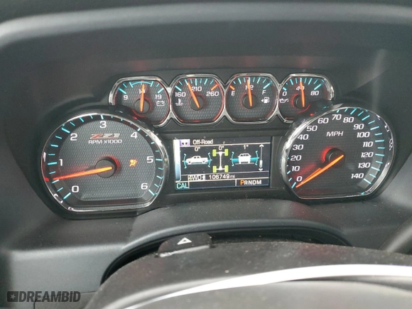 2015 Chevrolet Silverado 1500 LTZ with VIN 3GCUKSEJ0FG198429, listed as a Copart auction lot 87951465 with 106,749 mi miles and Salvage Title. Bid and sale history available at carsss.com. Image 9.