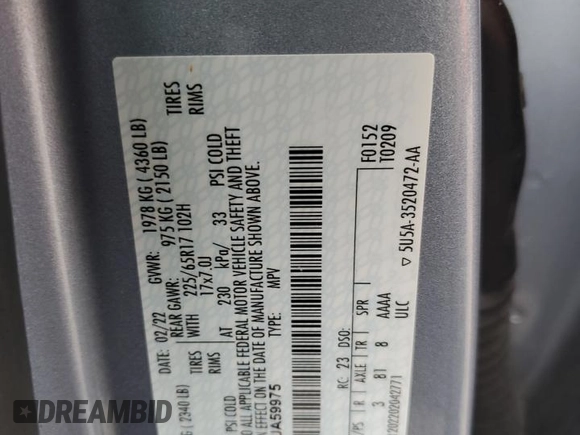 2022 Ford Escape S z VIN 1FMCU0F67NUA59975, wystawiony jako Copart lot #54221615 z przebiegiem Nie podano mil oraz Szkoda całkowita • Salvage title. Historia ofert i sprzedaży dostępna na DreamBid. Obrazek 13.