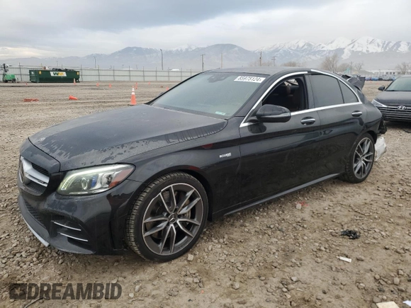 2020 Mercedes-Benz C 43 AMG with VIN 55SWF6EB6LU328288, listed as a Copart auction lot 85975124 with 58,815 mi miles and Salvage Title. Bid and sale history available at carsss.com. Image 1.