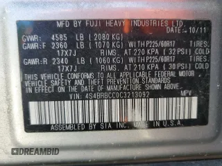 2012 Subaru Outback Prem with VIN 4S4BRBCC0C3213092, listed as a Copart auction lot 59417325 with 140,461 mi miles and Clean title. Bid and sale history available at DreamBid. Image 12.