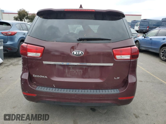 2016 Kia Sedona LX with VIN KNDMB5C17G6088744, listed as a Copart auction lot 43519815 with 130,727 mi miles and Clean Title. Bid and sale history available at carsss.com. Image 6.