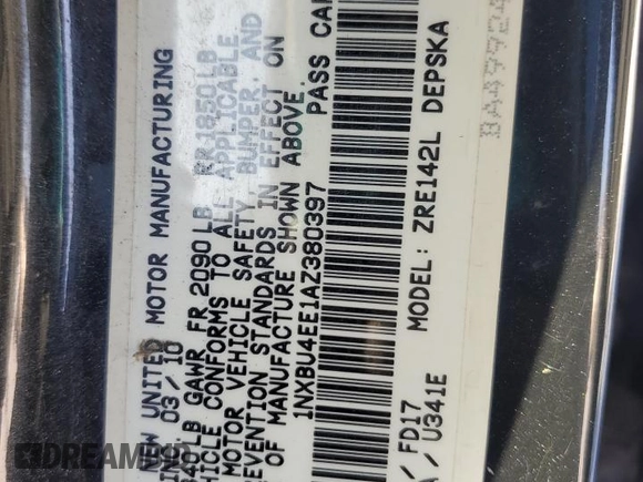2010 Toyota Corolla with VIN 1NXBU4EE1AZ380397, listed as a Copart auction lot 51631715 with 81,303 mi miles and Salvage Title. Bid and sale history available at carsss.com. Image 14.