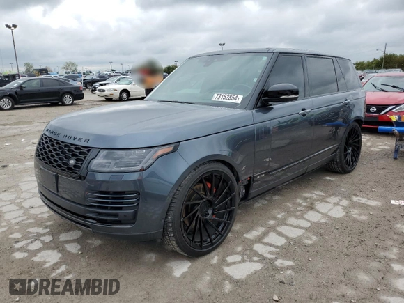 2018 Land Rover Range Rover z VIN SALGV5RE6JA503841, wystawiony jako Copart lot #73152854 z przebiegiem 26 752 mil mil oraz Szkoda całkowita • Salvage title. Historia ofert i sprzedaży dostępna na DreamBid. Obrazek 1.