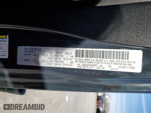 2017 Jeep Wrangler Unlimited Sport with VIN 1C4BJWDG7HL607071, listed as a Copart auction lot 88985355 with 123,795 mi miles and Salvage title. Bid and sale history available at DreamBid. Image 13.