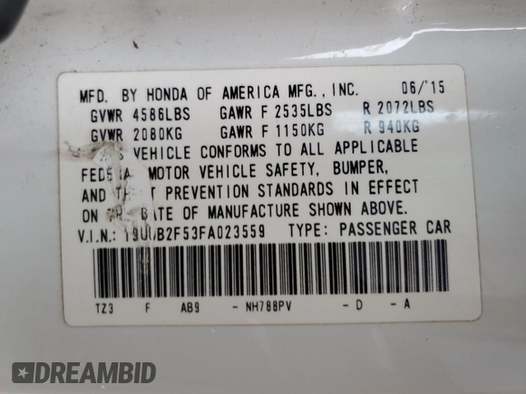 2015 Acura TLX V6 Tech with VIN 19UUB2F53FA023559, listed as a Copart auction lot 46405845 with 172,564 mi miles and Salvage Title. Bid and sale history available at carsss.com. Image 15.