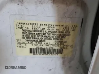 2011 Nissan Sentra S with VIN 3N1AB6AP3BL648759, listed as a Copart auction lot 85373934 with 351,117 mi miles and Clean Title. Bid and sale history available at DreamBid. Image 12.