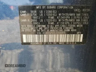 2020 Subaru Outback Touring XT with VIN 4S4BTGPD2L3204976, listed as a Copart auction lot 59668235 with 73,457 mi miles and Salvage title. Bid and sale history available at DreamBid. Image 13.