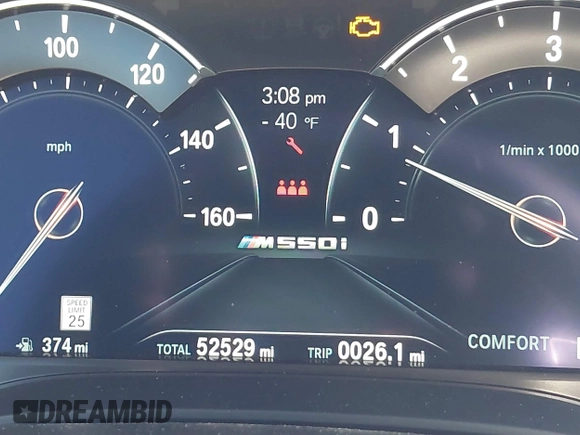 2019 BMW 5 Series M550i xDrive with VIN WBAJB9C51KB288416, listed as a IAAI auction lot 41265378 with 52,529 mi miles and . Bid and sale history available at DreamBid. Image 16.