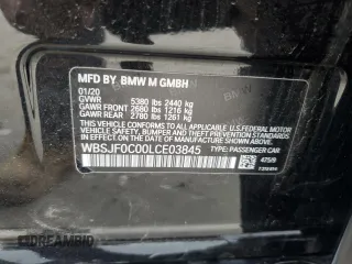 2020 BMW M5 Competition with VIN WBSJF0C00LCE03845, listed as a Copart auction lot 86736314 with 57,912 mi miles and Salvage Title. Bid and sale history available at carsss.com. Image 12.