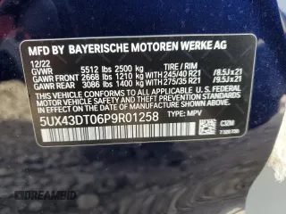 2023 BMW X4 M40i with VIN 5UX43DT06P9R01258, listed as a Copart auction lot 41738674 with 8,184 mi miles and Salvage Title. Bid and sale history available at carsss.com. Image 14.