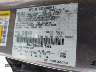 2013 Ford Fusion SE with VIN 3FA6P0H76DR118606, listed as a IAAI auction lot 42159398 with 103,317 mi miles. Bid and sale history available at carsss.com. Image 9.