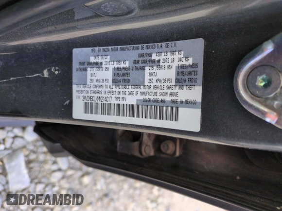 2021 Mazda CX-30 Preferred z VIN 3MVDMBCLXMM214017, wystawiony jako Copart lot #56072575 z przebiegiem 37 381 mil mil oraz Szkoda całkowita • Salvage title. Historia ofert i sprzedaży dostępna na DreamBid. Obrazek 12.