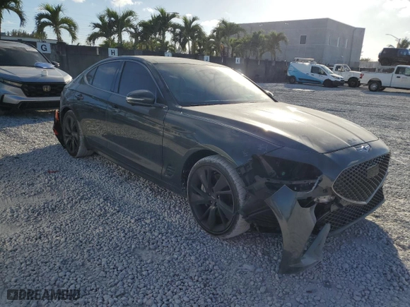 2023 Genesis G70 3.3T with VIN KMTG54TE9PU106448, listed as a Copart auction lot 45696485 with 35,634 mi miles and Salvage Title. Bid and sale history available at carsss.com. Image 4.