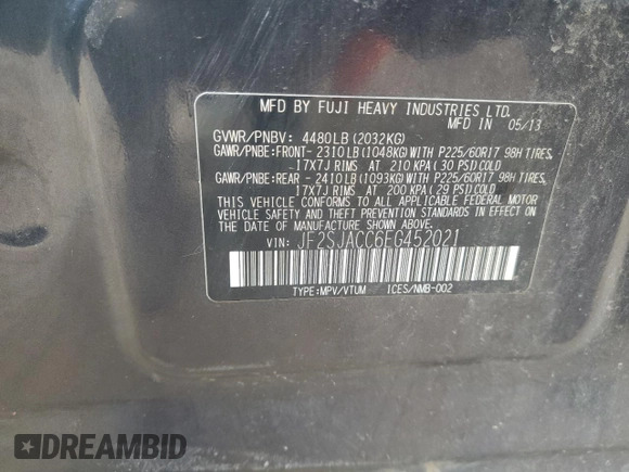 2014 Subaru Forester 2.5i Premium with VIN JF2SJACC6EG452021, listed as a Copart auction lot 43609325 with 167,007 mi miles and Salvage Title. Bid and sale history available at carsss.com. Image 13.