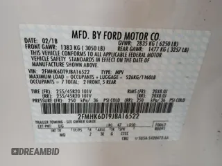 2018 Ford Flex Limited EcoBoost with VIN 2FMHK6DT9JBA16522, listed as a Copart auction lot 86332324 with 36,977 mi miles and Salvage Title. Bid and sale history available at carsss.com. Image 13.