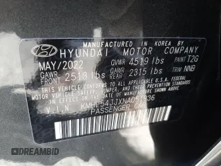 2022 Hyundai Sonata Hybrid Limited with VIN KMHL54JJXNA051936, listed as a Copart auction lot 65468872 with 2,659 mi miles. Bid and sale history available at carsss.com. Image 10.
