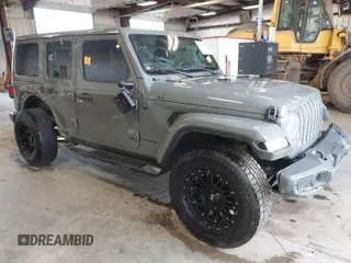 2021 Jeep Wrangler Unlimited Sahara with VIN 1C4HJXEN8MW503811, listed as a IAAI auction lot 41746202 with 47,044 mi miles and . Bid and sale history available at DreamBid. Image 1.