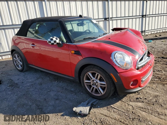 2013 MINI Convertible with VIN WMWZN3C58DT265980, listed as a Copart auction lot 77157154 with 88,975 mi miles and Salvage title. Bid and sale history available at DreamBid. Image 4.