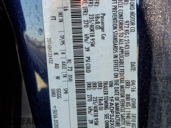 2016 Ford Focus Titanium z VIN 1FADP3J2XGL319399, wystawiony jako Copart lot #59258745 z przebiegiem 215 296 mil mil oraz Szkoda całkowita • Salvage title. Historia ofert i sprzedaży dostępna na DreamBid. Obrazek 12.