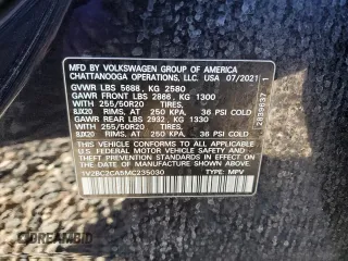 2021 Volkswagen Atlas SEL z VIN 1V2BC2CA5MC235030, wystawiony jako Copart lot #46378545 z przebiegiem 31 212 mil mil oraz Szkoda całkowita • Salvage title. Historia ofert i sprzedaży dostępna na DreamBid. Obrazek 15.