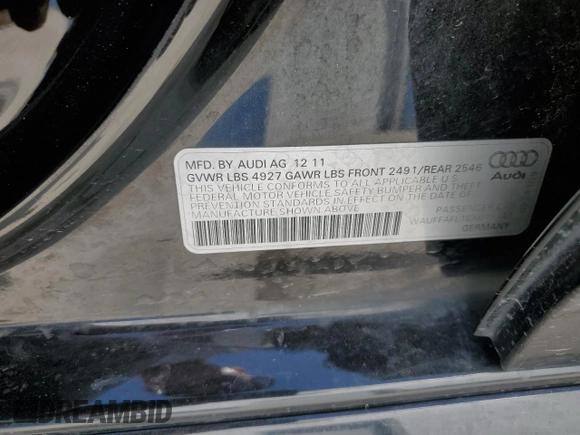 2012 Audi A4 Premium Plus с VIN WAUFFAFL1CN019340, выставлен на аукционе Copart как лот 58574225 с пробегом 137 392 миль миль и Списание • Salvage title. История ставок и продаж доступна на DreamBid. Изображение 13.