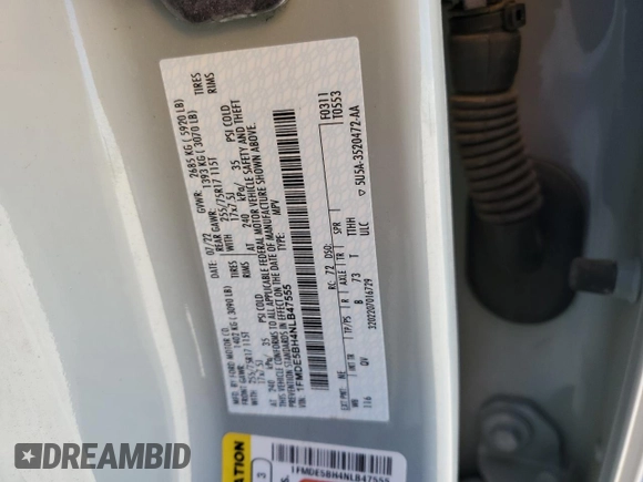2022 Ford Bronco z VIN 1FMDE5BH4NLB47555, wystawiony jako Copart lot #55341415 z przebiegiem 16 134 mil mil oraz Szkoda całkowita • Salvage title. Historia ofert i sprzedaży dostępna na DreamBid. Obrazek 12.