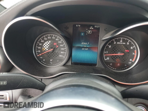 2019 Mercedes-Benz C 43 AMG with VIN 55SWF6EB9KU289078, listed as a Copart auction lot 61717885 with 64,168 mi miles and Salvage title. Bid and sale history available at DreamBid. Image 9.