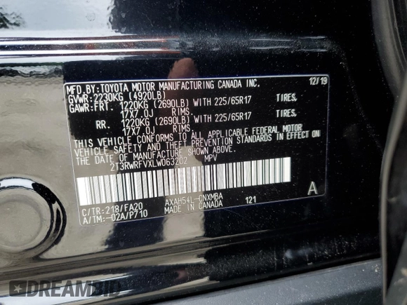 2020 Toyota RAV4 Hybrid XLE с VIN 2T3RWRFVXLW063202, выставлен на аукционе Copart как лот 62390325 с пробегом 41 362 миль миль и Списание • Salvage title. История ставок и продаж доступна на DreamBid. Изображение 13.
