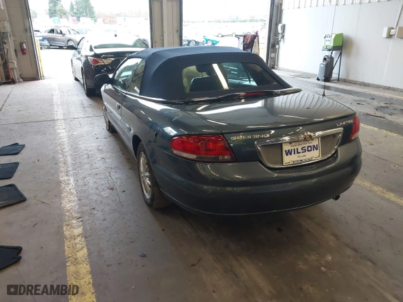 2002 Chrysler Sebring Limited with VIN 1C3EL65R92N272242, listed as a IAAI auction lot 41164755 with 52,086 mi miles. Bid and sale history available at carsss.com. Image 3.