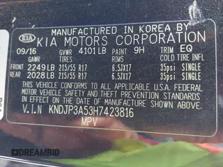 2017 Kia Soul + with VIN KNDJP3A53H7423816, listed as a IAAI auction lot 41773937 with Not Provided miles and . Bid and sale history available at DreamBid. Image 9.