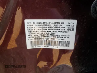 2014 Acura MDX Advance z VIN 5FRYD3H87EB019980, wystawiony jako Copart lot #78949984 z przebiegiem Nie podano mil oraz Szkoda całkowita • Salvage title. Historia ofert i sprzedaży dostępna na DreamBid. Obrazek 14.