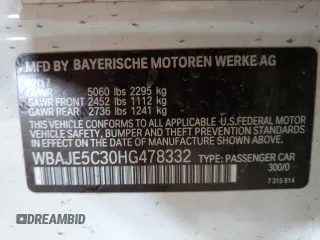 2017 BMW 5 Series 540i with VIN WBAJE5C30HG478332, listed as a Copart auction lot 54056925 with Not Provided miles and Clean Title. Bid and sale history available at carsss.com. Image 12.