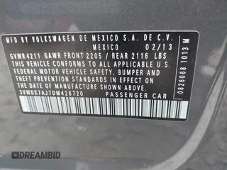 2013 Volkswagen Jetta SE with VIN 3VWDX7AJ7DM426720, listed as a IAAI auction lot 42366632 with 142,318 mi miles and . Bid and sale history available at DreamBid. Image 9.