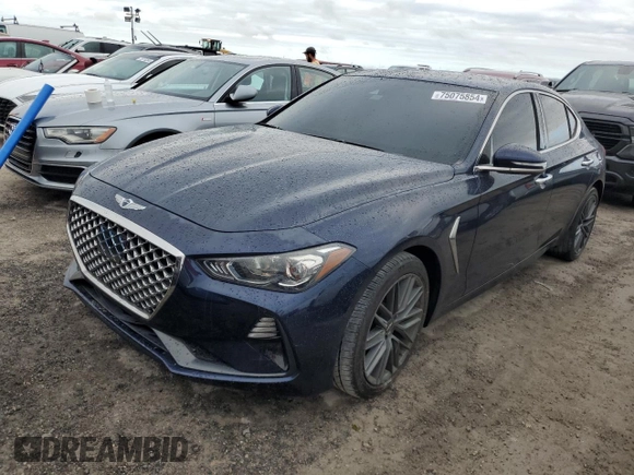 2019 Genesis G70 2.0T Advanced with VIN KMTG64LAXKU020441, listed as a Copart auction lot 75075854 with 49,106 mi miles and Non Repairable. Bid and sale history available at carsss.com. Image 1.