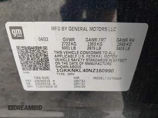 2022 GMC Acadia SLE z VIN 1GKKNKL40NZ160990, wystawiony jako IAAI lot #42146733 z przebiegiem 79 267 mil mil oraz . Historia ofert i sprzedaży dostępna na DreamBid. Obrazek 9.