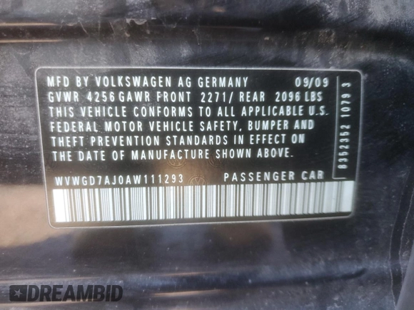 2010 Volkswagen Golf GTI z VIN WVWGD7AJ0AW111293, wystawiony jako Copart lot #48777315 z przebiegiem 131 795 mil mil oraz Szkoda całkowita • Salvage title. Historia ofert i sprzedaży dostępna na DreamBid. Obrazek 16.