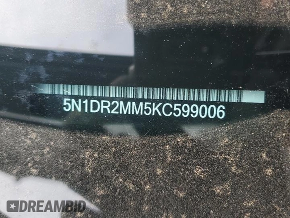 2019 Nissan Pathfinder S with VIN 5N1DR2MM5KC599006, listed as a Copart auction lot 44406955 with 89,593 mi miles and Salvage Title. Bid and sale history available at carsss.com. Image 16.