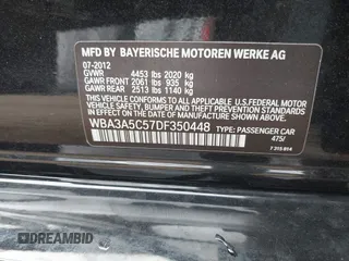 2013 BMW 3 Series 328i with VIN WBA3A5C57DF350448, listed as a IAAI auction lot 42538887 with 90,829 mi miles and . Bid and sale history available at DreamBid. Image 9.
