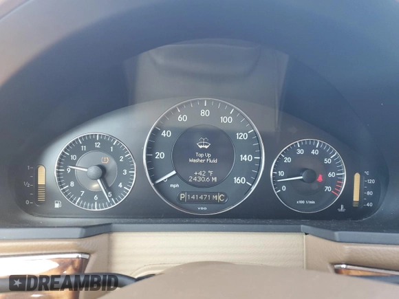 2009 Mercedes-Benz E 350 with VIN WDBUH87X09B444541, listed as a Copart auction lot 46111415 with 141,471 mi miles and Salvage Title. Bid and sale history available at DreamBid. Image 9.