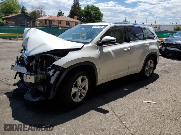 2016 Toyota Highlander Limited with VIN 5TDDKRFH3GS258727, listed as a Copart auction lot 61667005 with 121,789 mi miles and Salvage title. Bid and sale history available at DreamBid. Image 1.