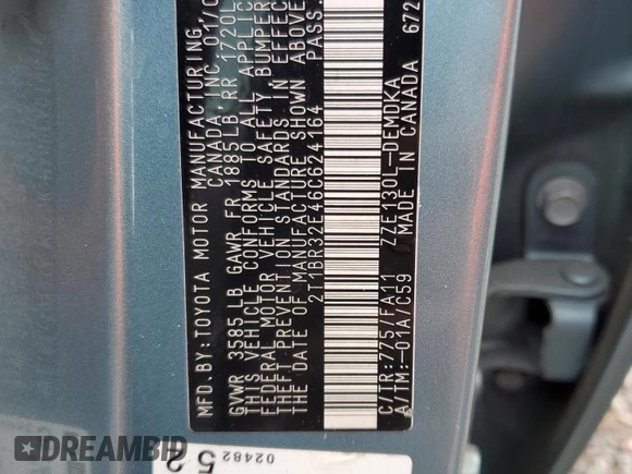2006 Toyota Corolla CE с VIN 2T1BR32E46C624164, выставлен на аукционе Copart как лот 60568495 с пробегом 188 725 миль миль и Чистый • Clean title. История ставок и продаж доступна на DreamBid. Изображение 12.