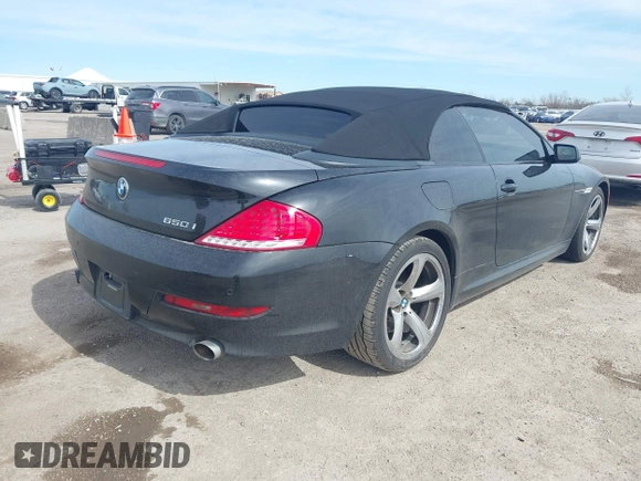 2008 BMW 6 Series 650i with VIN WBAEB53558CX58072, listed as a IAAI auction lot 41686130 with 93,722 mi miles. Bid and sale history available at carsss.com. Image 4.