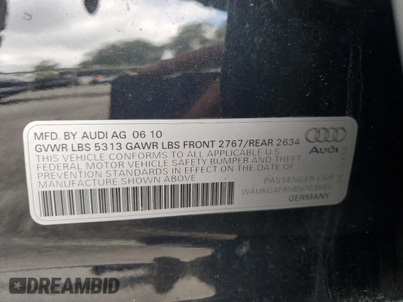 2011 Audi A6 Prestige with VIN WAUKGAFB5BN003885, listed as a Copart auction lot 54004115 with 85,346 mi miles and Clean title. Bid and sale history available at DreamBid. Image 12.